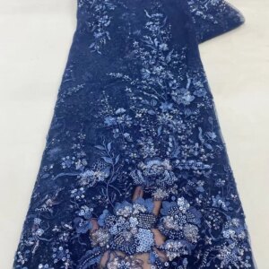 Fashion French Tulle Lace Fabric 2025 High Quality African Gilding Beads Embroidery Lace Fabric Hot Sale For Woman Dress A1066-1