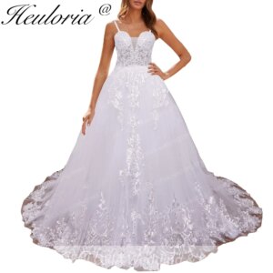 HEULORIA Elegant lace beading Boho Wedding Dress A line sweetheart long train Wedding Bridal dress