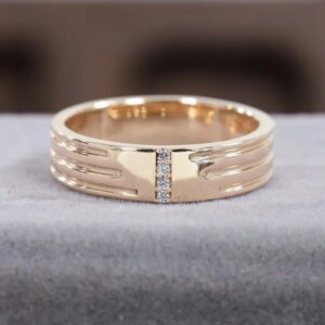 Round Diamond Men’s Band Lab Grown Diamond Wedding Band Wide Plain Diamond Accent Band 1st Anniversary Gift To Your Boyfriend