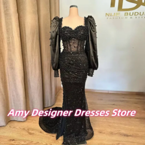 Exquisite Beaded Mermaid Evening Dresses For Women Shinning Sequins Long Birthday Party Dress Vestidos De Gala Africa Customized