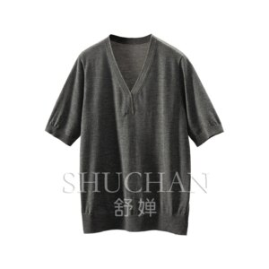 Elegant Worsted Wool V-neck Half Sleeved Knitted Sweater Women Thin Summer Sueter Mujer Tops Women 2025