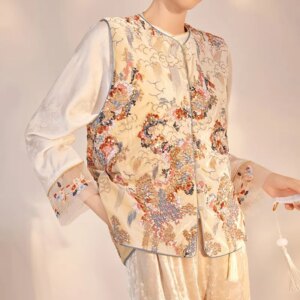 New Chinese light luxury embroidered sequin design vest sleeveless collar waistcoat