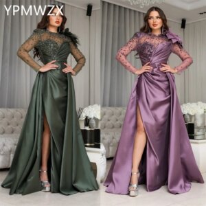 Customized Evening Dress Women Prom Gown Formal Party YPMWZX Scoop Neckline A-line Floor Length Skirts Tulle Bespoke Occasion Dr