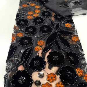 Mccarthy 2025 Beads velvet material Handmade Luxury Embroidery French Tulle Lace Fabric For Party Nigerian Sequines Lace Fabric