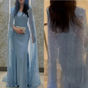Customized Evening Jersey Sequined Valentine’s Day A-line Square Neck Bespoke Occasion Gown Long Dresses Sexy Casual