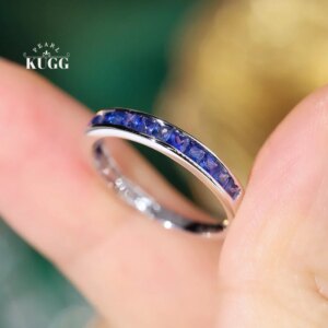 KUGG 100% 18K White Gold Rings Fashion Elegant Design Real Natural Sapphire Engagement Ring for Women High Wedding Jewelry