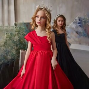 Ball Gown Puffy Pageant Gown Cute First Communion Dress princess dress Satin One Shoulder Flower Girl Dresses for Wedding