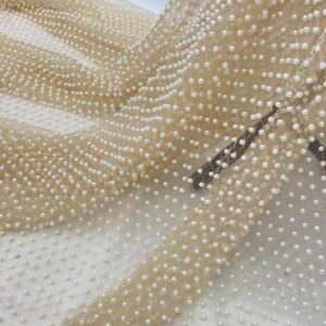 High Quality Beaded Lace Fabrics for Wedding Fabric Material Bridal Lace with Sequins Luxury African Lace Fabric