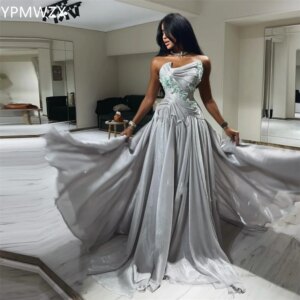 Customized Evening Dress Party Occasion Prom Gown Formal YPMWZX Strapless Ball Floor Length Skirts Draped Layered Beading
