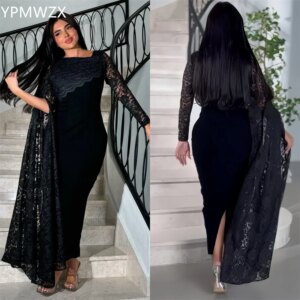 Customized Evening Dress Party Occasion Formal Women YPMWZX Square Collar Sheath Ankle Length Skirts Hugging Lace Bespoke