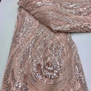2025 Handmade Beaded Lace Fabric France Sequins Embroidery Lace Beads Nigerian Bridal Mesh Lace Fabric for Sewing