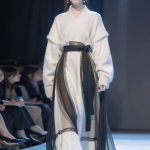 New Chinese Style Chinese Style Han Clothing Elements Knitted Dress For Women’s Wear Paired With A Complete Set Of Fashion