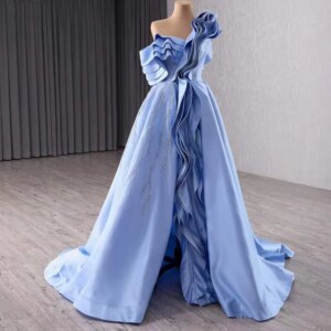 Evening Dresses One-Shoulder Beading Sequined Lace A Line Customized Blue Woman Prom Dress 2025