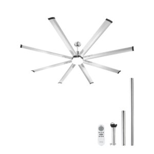 Reversible Ceiling Fan with Light 6-Speed Remote Control Brushed Nickel