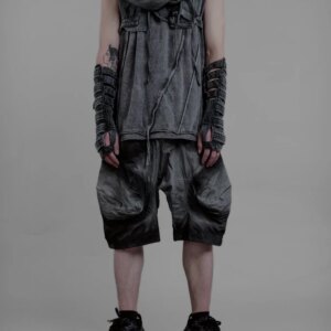 Niche Designer Wasteland Style Wear Old Men’s Casual Pants Shorts Cropped Pants