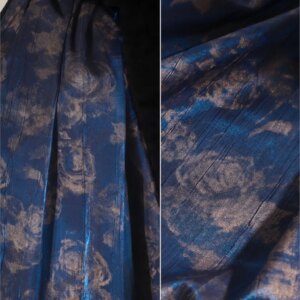 Sapphire blue pleated rose Man cotton fabric tie-dyed outerwear skirt Han clothing designer fabric