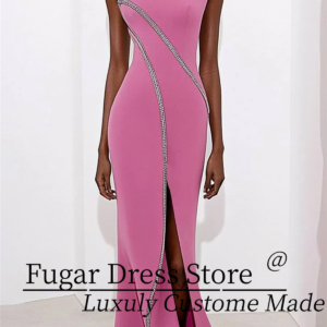 TIANTIAN Customized One Shoulder lines Decoration High Slit Maxi Dress Evening Party Prom Dress vestidos de fiesta
