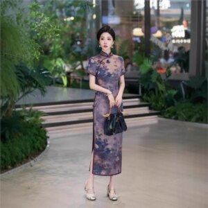 Cheongsam new Chinese female sense of daily national style dress temperament long