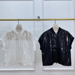 High Quality Beaded Silk Sleeveless Vest Cardigan Jacket Loose Casual Female Top