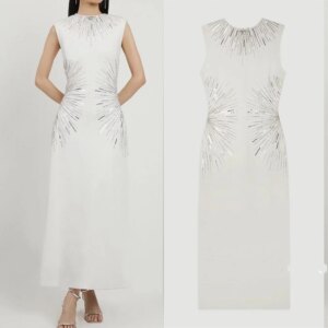 Customized Sparkle Exquisite Jersey Sequined Beading Ruched Birthday A-line O-Neck Bespoke Occasion Gown Midi Dresses