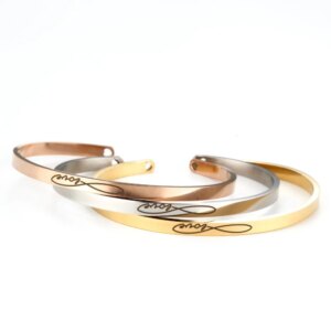 Wholesale 43pcs Customized Personality Stainless Steel Open Cuff Bracelet Bangle Engraved Infinite Love Jewelry