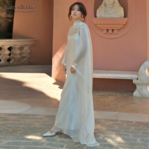 Loose Style boho Wedding Dress With chiffon Outfit Cape ,Spaghetti Slit Simple Bridal Gowns DW1024