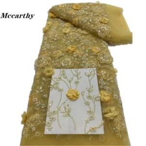 Multicolor African Lace Fabric 2024 High Quality Mesh Embroidery Edge 3D Tulle Flower Nigerian Lace Fabric for Party Dress