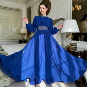 CustomizedStyle Formal Evening High Collar A-line Beading Chiffon Bespoke Occasion  Formal Dress