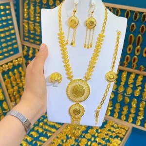 Dubai Europe’s New Gold Plated Necklace, Earrings, Rings, Bracelets, Wedding Party Gifts, Jewelry Set for Lovers YY10596