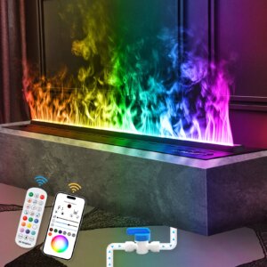 Wall-Mounted Fireplace with Built-In Water Supply Pipe Auto Refill Function Energy Saving Steam Humidifier APP Voice Control