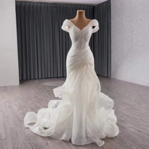 свадебное платья Off Shoulder Sweetheart Wedding Dress Beading Lace Up Back Sexy Ruffles Bridal Dress