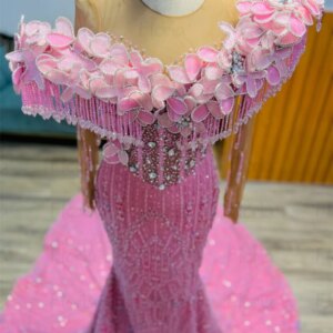Sparkly Pink Beaded Celebrity Dress Long Sleeve Crystals Mermaid Wedding Event Gown Plus Size Customized Evening Prom Dresses