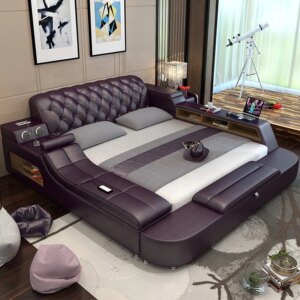 Deluxe Smart Bed Bedroom Furniture King Size Wedding Bed Multi-function Bed With Multimedia Speaker Massage