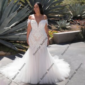 Fashion Oversize Wedding Dresses with Lace Ivory Soft Tulle Court Train Plus Size Bridal Gowns for Women Vestido De New Summer