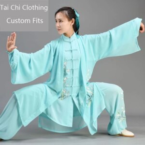 Long Tai Ji Suit Women’s Embroidered Orchid New Men’s Summer Thin Ice Silk Chinese Style Performance Wear