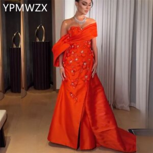 Customized Prom Gown Evening Formal Dress Women YPMWZX Off-the-shoulder Column Floor Length Vertically Bespoke Occasion Dresses