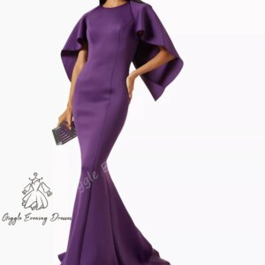 Giggle Customized Mermaid Tiered Ruched Fashion elegant O-Neck Short Sleeves Formal Saudi evening gala dress for women 2025