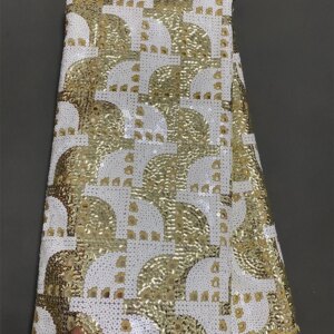 African Organza Lace Fabric 2025 High Quality French Mesh Lace Fabric Nigerian Tulle Sequins Gold Net Lace Fabric 5Yards W610-1