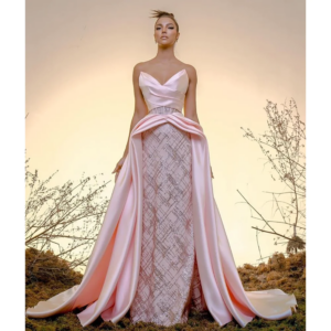 Strapless Sleeveless A-Line Slit Evening Dress New Fashion Female Floor Length Party Prom Gowns