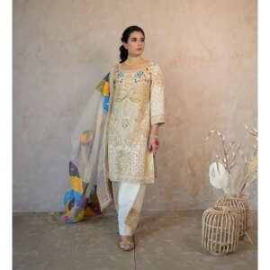 White Salwar Kameez PakistaniI Indian Wedding Party Dress Polaroid Suit