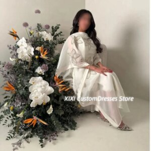 Customized فساتين سهر A-Line Scoop Neckline Floor-Length Luxury Evening Dresses Beadings Zipper Up Cap Straps Wedding Party Dres