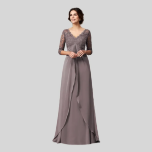 Plus Size Mother Of The Bride Dresses A-line 3/4 Sleeves Chiffon Appliques Long Groom Mother Dresses For Wedding Customized