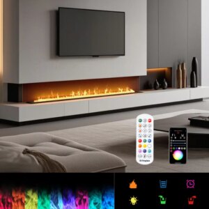 Embedded water steam colorful fire fireplace with APP control multi-color LED water mist machine water steam electric fireplace