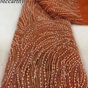 African Lace Fabric Sequins Beads Embroidery Groom Nigerian Bridal 2025 High Quality French Tulle Lace Fabric For Wedding Dress