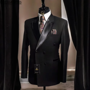 Black SImple Elegant Blazers Men Suits Fashion Banquet 2 Piece Business Jacket Pants Trousers