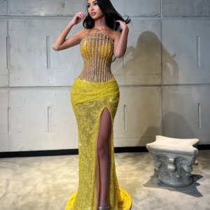 Sexy Beaded Prom Dress 2025 Elegant Strapless Evening Dress Charming Sequined A-line Floor-Length Gown Customized