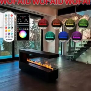 Upgraded LED Electric Fireplace 128 Color Flames Safe Touch APP Remote Controller Fireplace for Living Room/Office