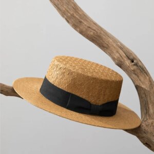 Summer new hand-woven hat flat top wide men and women show face small sunshade sunscreen holiday