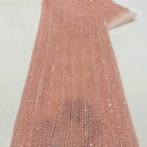 Latest Popular African French Beads Tulle Lace High quality Nigerian Luxury Sequins Embroidery Net Lace Fabric For Evening Dress