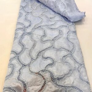 Sky Blue Nigerian Chiffon Lace Fabric 2025 High Quality African Sequins Lace Fabric For Woman Party Nigerian Lace Fabric A1024-1